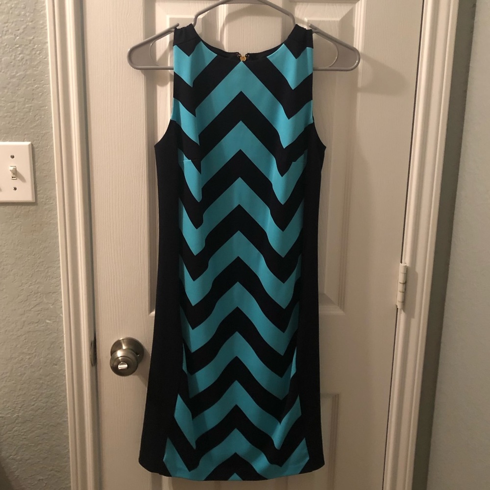 Michael Kors Light Blue Chevron Designer Dress